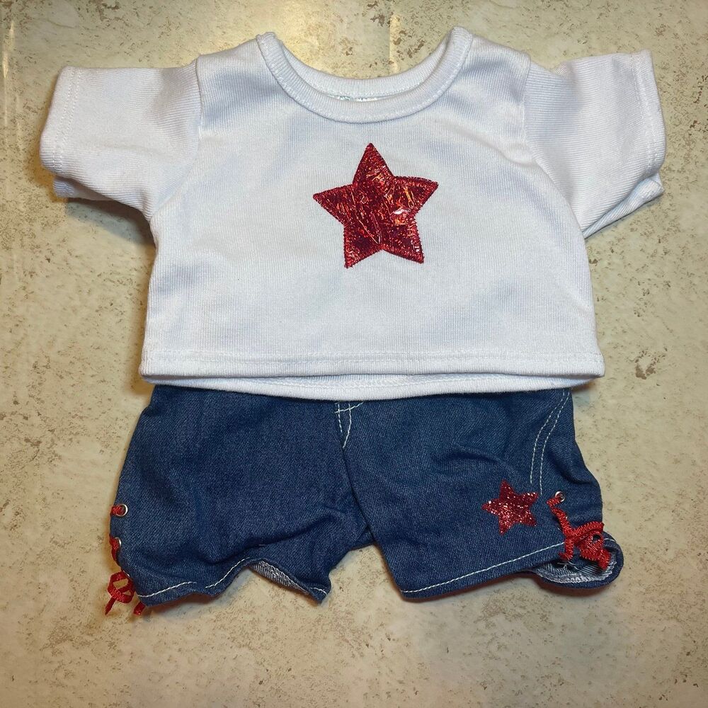 Build-A-Bear Vintage Y2K Sparkly Red Star Outfit - Tee and Jeans